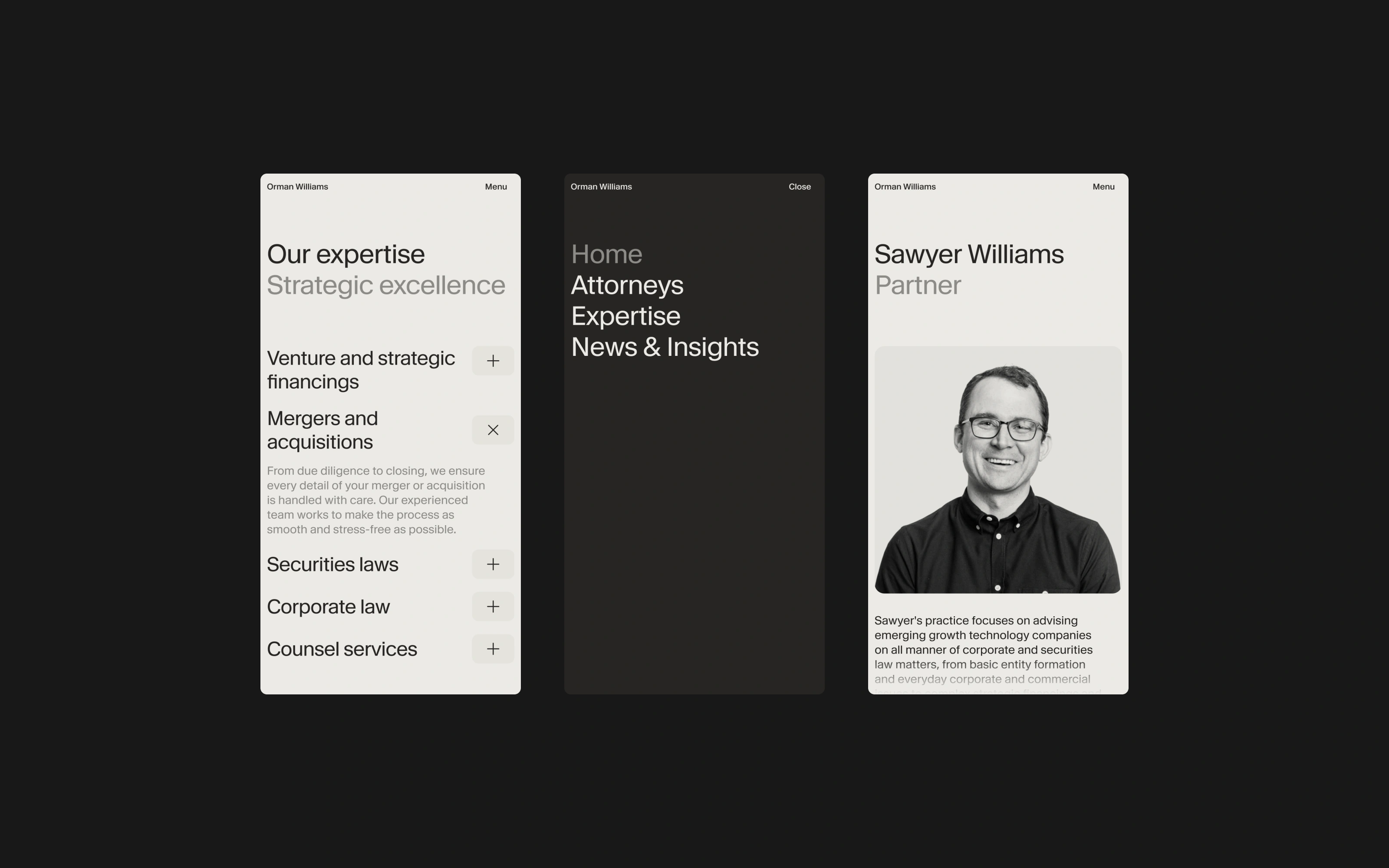 Digital direction and design for Orman Williams